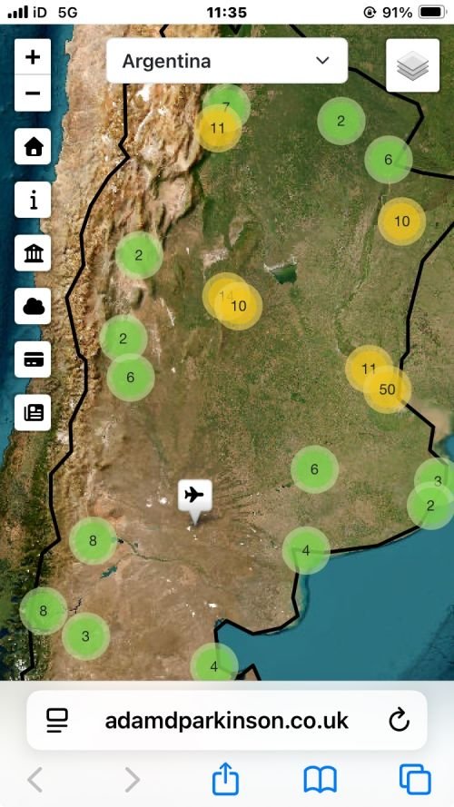 mobile screenshot of map for gazetteer interface